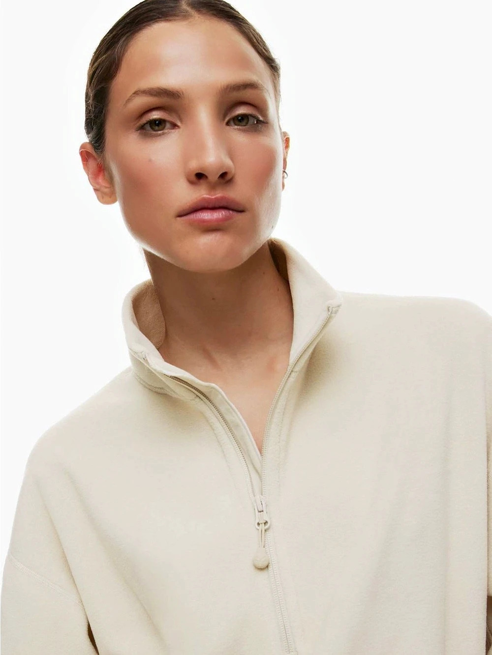 ARITZIA TNAction Polartec Mockneck 1/4 Zip SnoDay Frontside Sweater CREAM - XXS